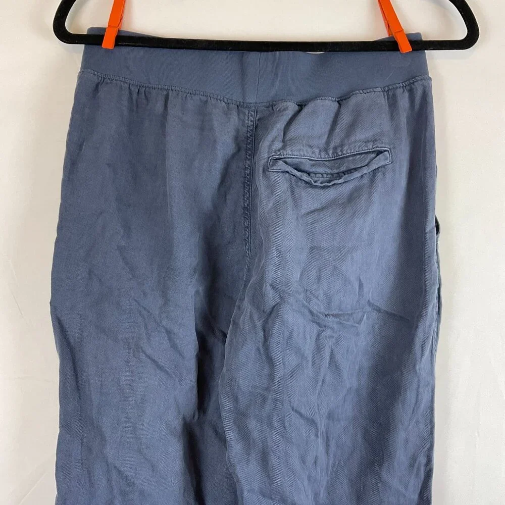 Faherty Pants S Blue Elastic Waist Tapered Leg Pockets